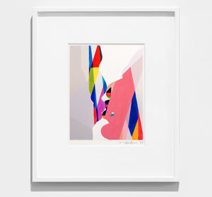 Bright,colourful, framed abstract painting 