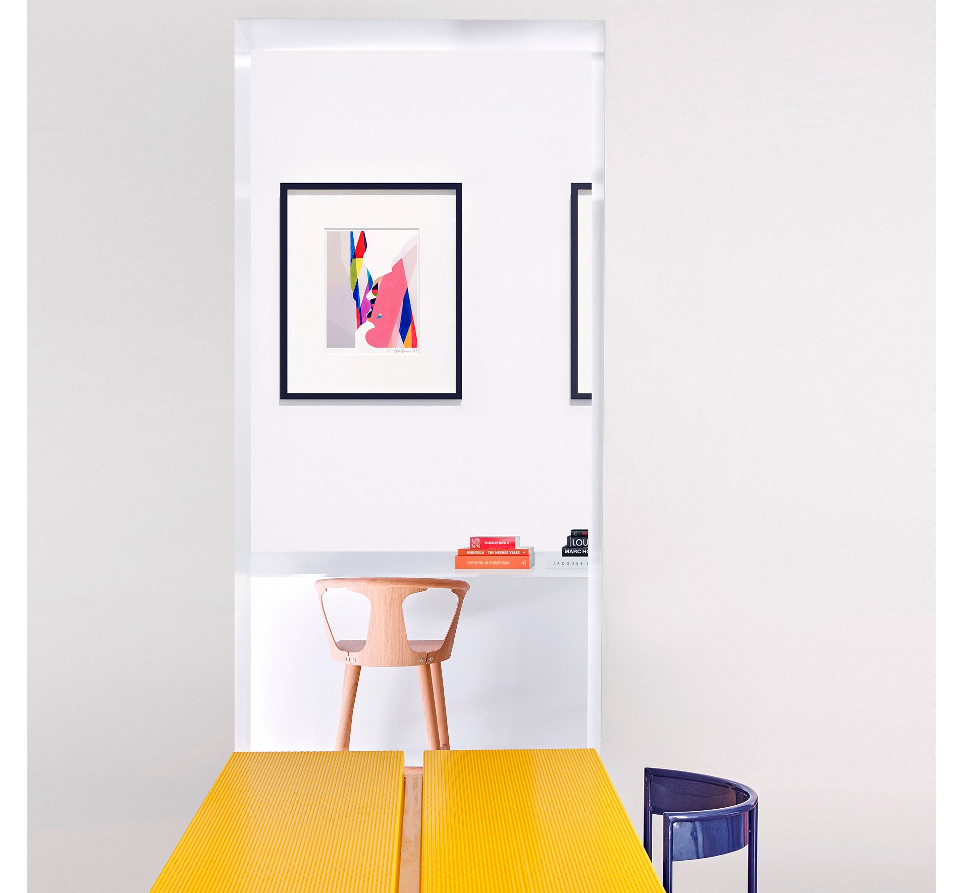 Bright,colourful, framed abstract painting interior display