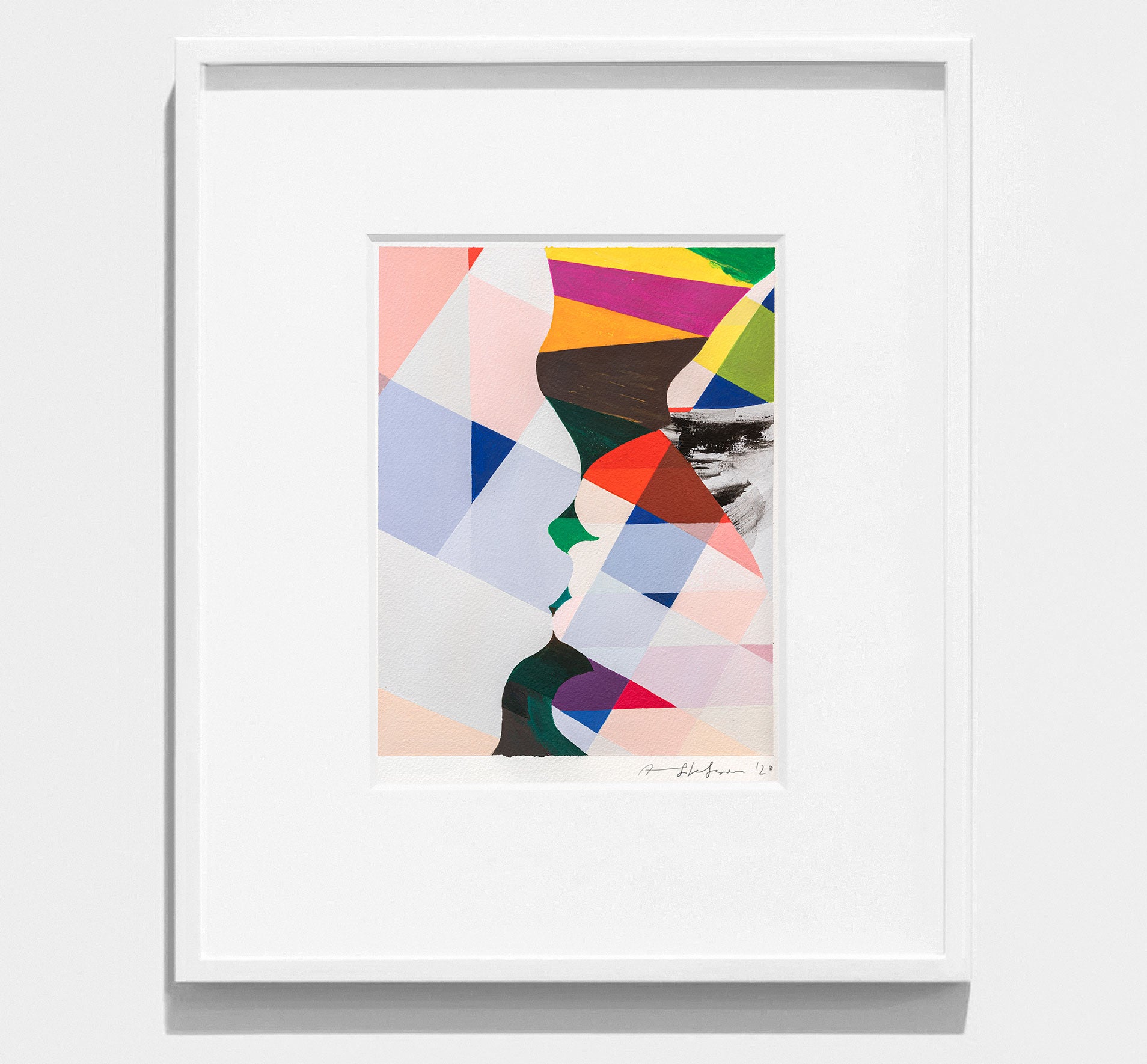 Bright,colourful, framed abstract painting 